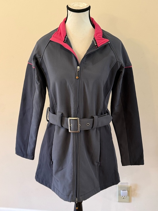 bolle Jackets & Blazers - Women's Dark Gray Belted Softshell Jacket with Pink Trim (small)